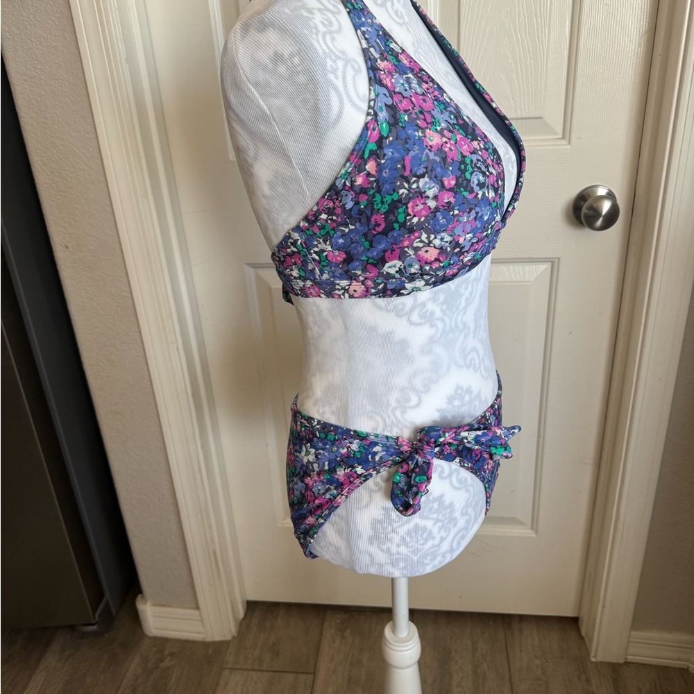 Floral Bikini Size Large With Adjustable Ties in Purple, Pink and Green GUC - Picture 4 of 12